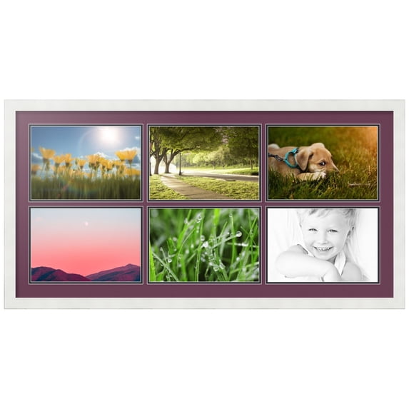 ArtToFrames Collage Photo Picture Frame with 6 - 8x12 Openings, Framed in White with Ruby and Black Mats (CDM-3966-153)