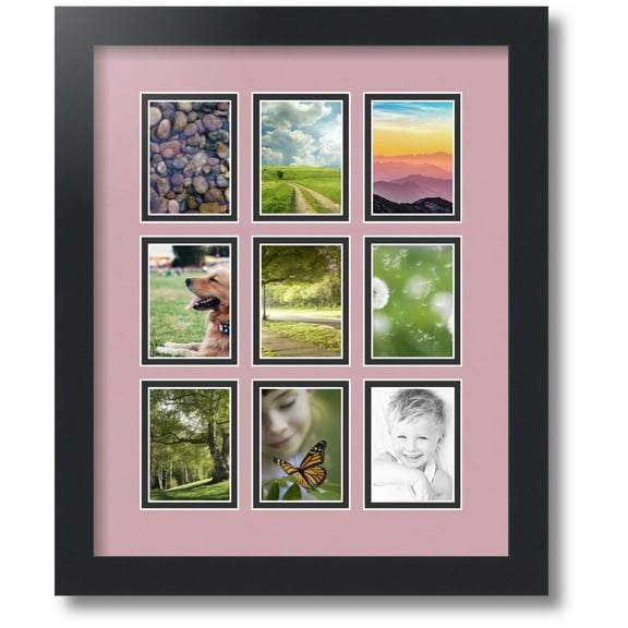 ArtToFrames Collage Photo Picture Frame with 9 - 2.5x3.5 Openings, Framed in Black with Seashell and Black Mats (CDM-3926-213)