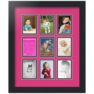 ArtToFrames Collage Photo Picture Frame with 9 - 2.5x3.5" Openings, Framed in Black with Tulip and Black Mats (CDM-3926-2267)