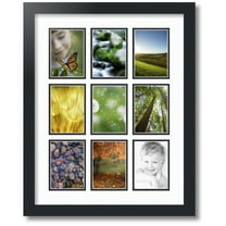 ArtToFrames Collage Photo Picture Frame with 9 - 3.5x5 Openings, Framed in Black with Super White and Black Mats (CDM-3926-213)
