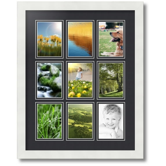 ArtToFrames Collage Photo Picture Frame with 9 - 3.5x5 Openings, Framed in White with Black and Black Mats (CDM-3966-213)