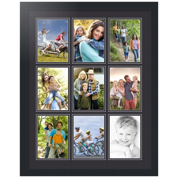 ArtToFrames Collage Photo Picture Frame with 9 - 5x7 Openings, Framed in Black with Black and Black Mats (CDM-3926-213)