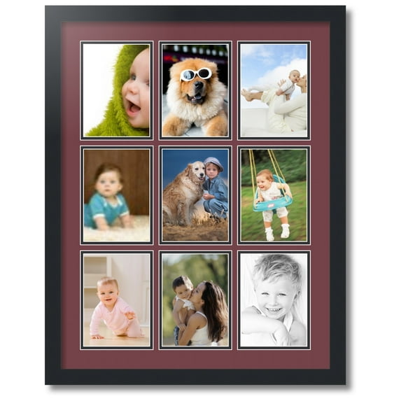ArtToFrames Collage Photo Picture Frame with 9 - 5x7 Openings, Framed in Black with Maple Leaf and Black Mats (CDM-3926-213)