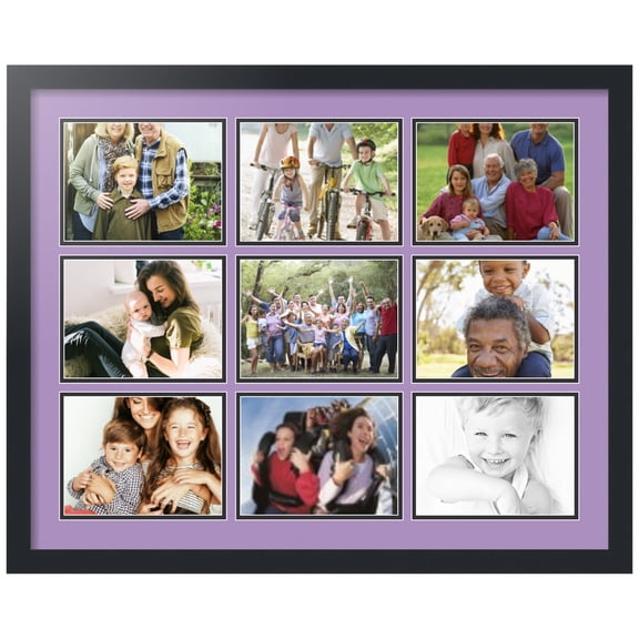 ArtToFrames Collage Photo Picture Frame with 9 - 6x8" Openings, Framed in Black with Lavender Mist and Black Mats (CDM-3926-1051)