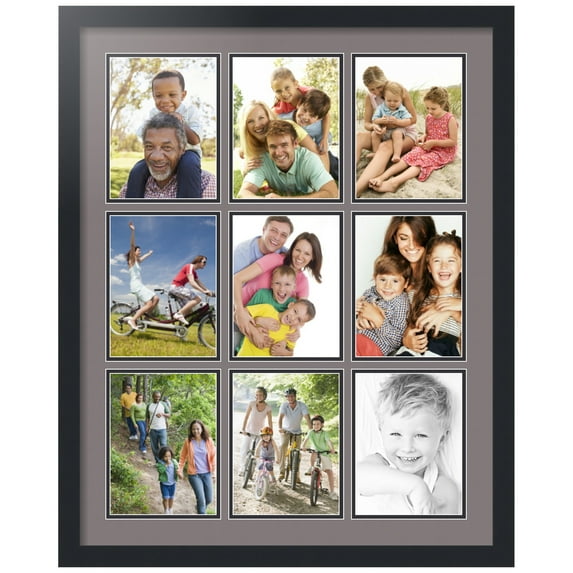 ArtToFrames Collage Photo Picture Frame with 9 - 6x8 Openings, Framed in Black with Pewter and Black Mats (CDM-3926-213)