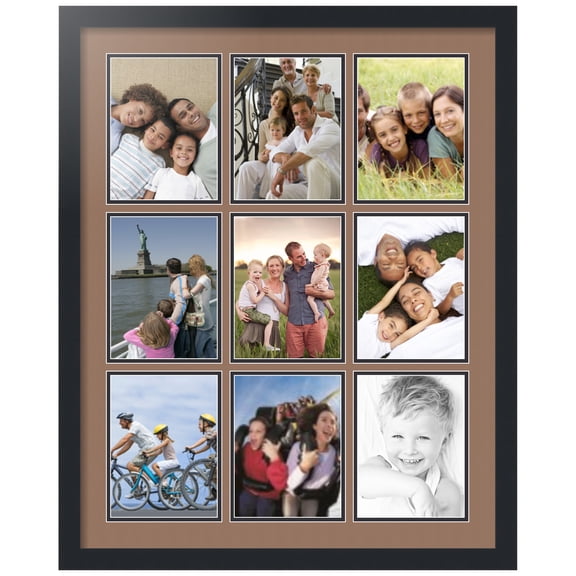 ArtToFrames Collage Photo Picture Frame with 9 - 6x8 Openings, Framed in Black with Sandpiper and Black Mats (CDM-3926-213)