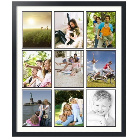ArtToFrames Collage Photo Picture Frame with 9 - 8x10 Openings, Framed in Black with Porcelain and Black Mats (CDM-3926-213)