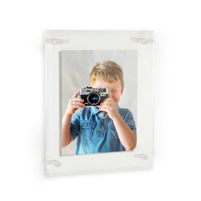 ArtToFrames Floating Acrylic Frame for Photos Up to 15x18 inches (Full Frame is 19x22) with White Acrylic Standoff Hardware