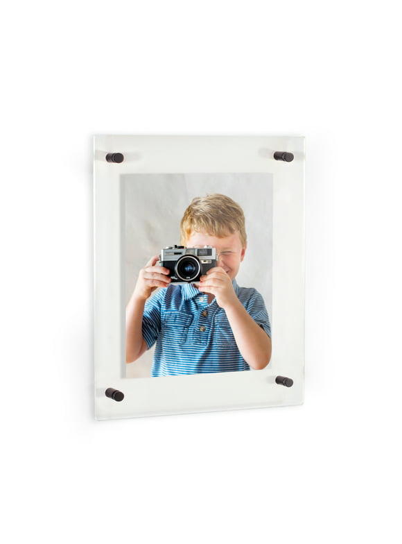 ArtToFrames Floating Acrylic Frame for Photos Up to 4x6 inches (Full Frame is 8x10) with Black Acrylic Standoff Hardware