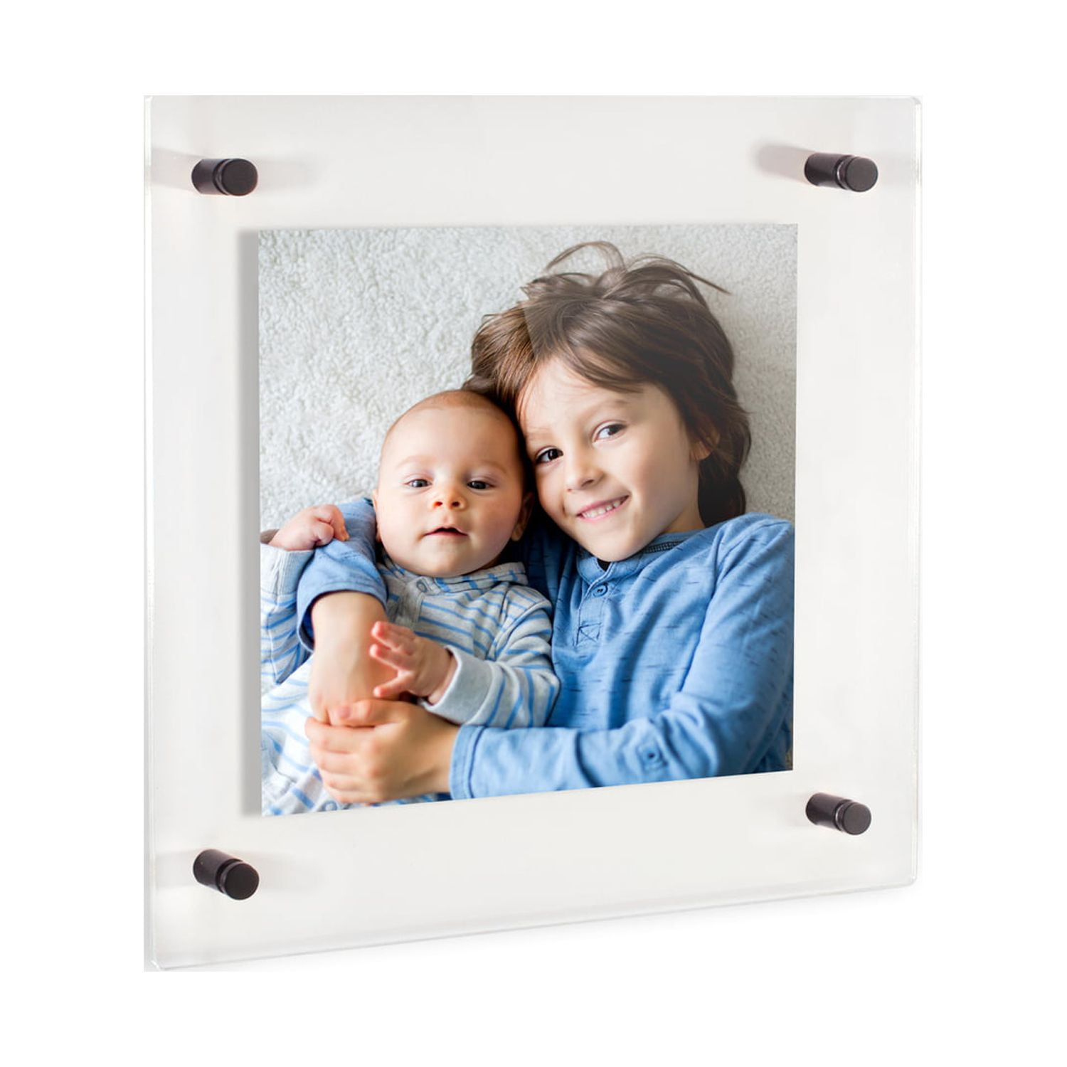 ArtToFrames Floating Acrylic Frame for Photos Up to 5x5 inches (Full Frame is 9x9) with Black Acrylic Standoff Hardware