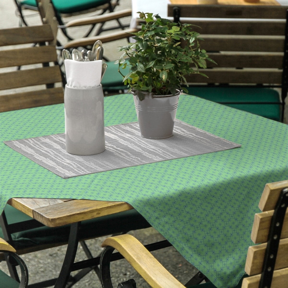 Green and Blue Cotton Twill Square Tablecloth