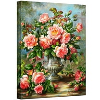 ArtWall Albert Williams "English Elegance Roses in a Silver Vase" Gallery-wrapped Canvas