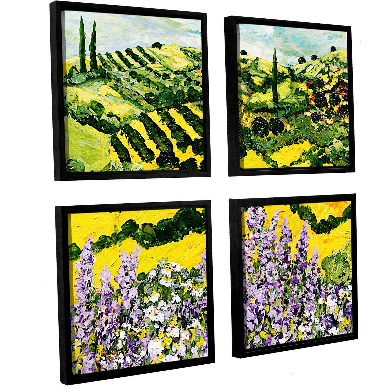 ArtWall Allan Friedlander "Down the Hill" 4-Piece Floater Framed Canvas Square Set