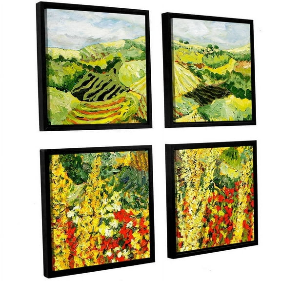 ArtWall Allan Friedlander "Golden Hedge" 4-Piece Floater-framed Canvas Square Set