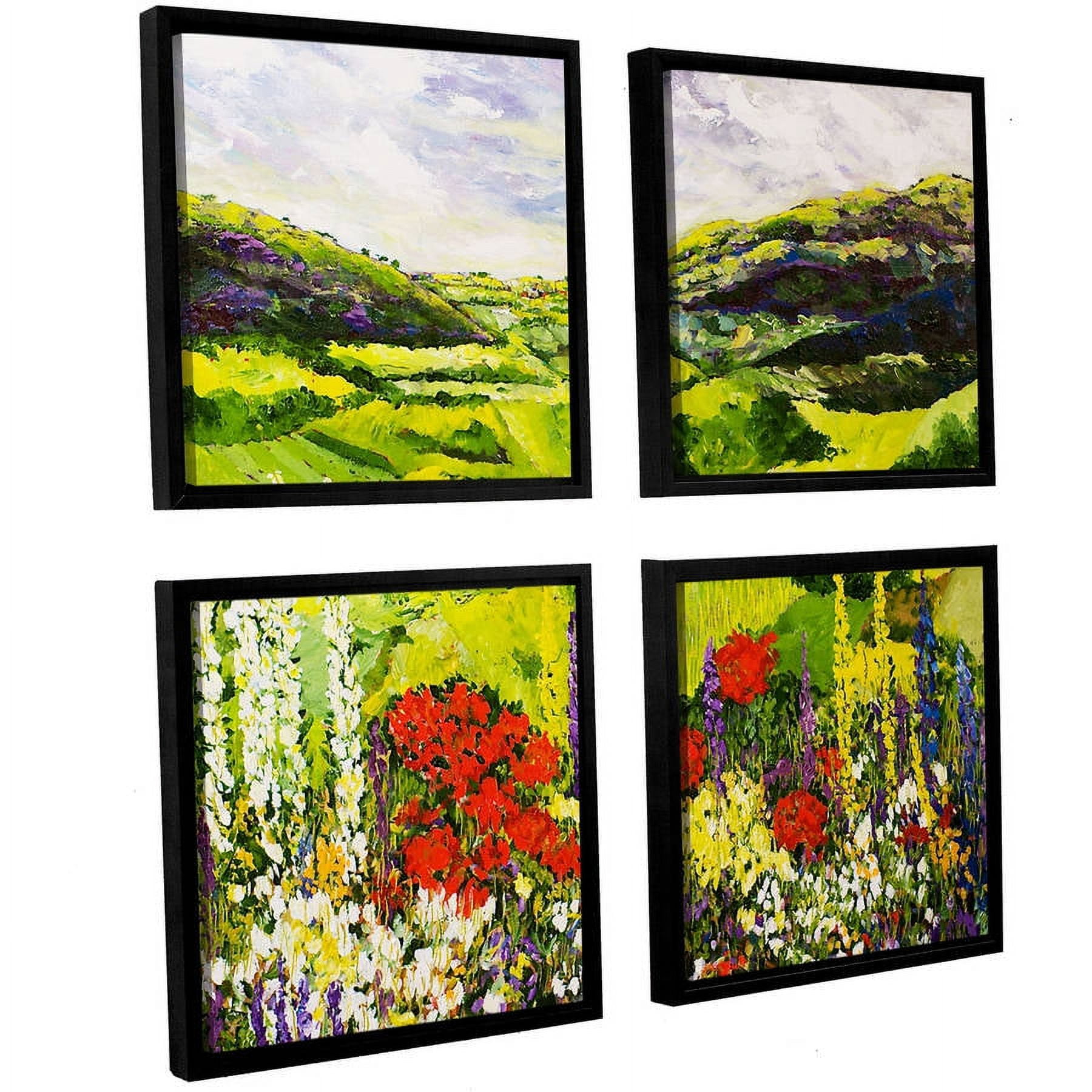 ArtWall Allan Friedlander "Meadow Lark" 4-Piece Floater-framed Canvas Square Set