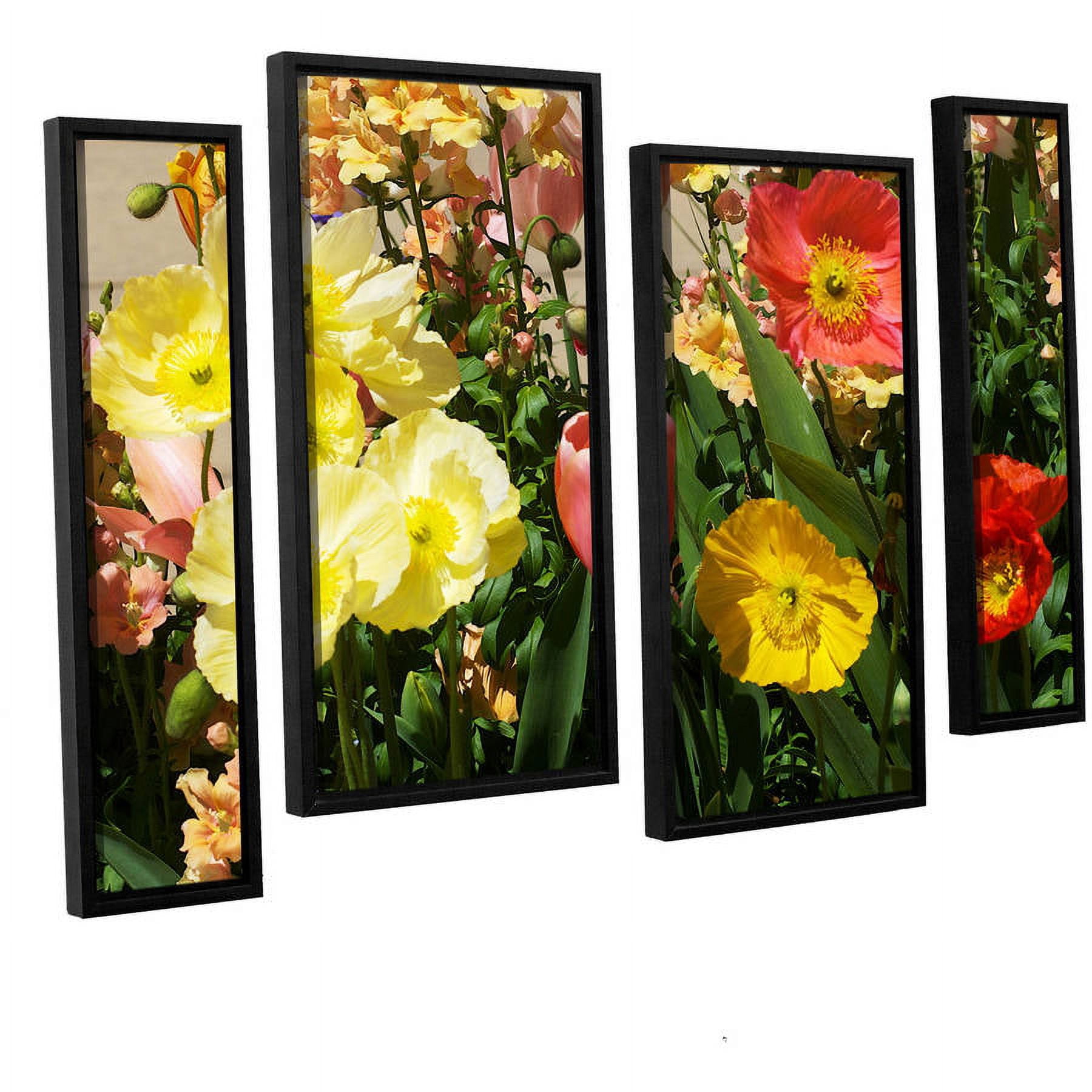ArtWall Allan Friedlander "Yellow Flowers" 4-Piece Floater-framed Canvas Staggered Set