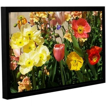 ArtWall Allan Friedlander "Yellow Flowers" Gallery-wrapped Floater-framed Canvas