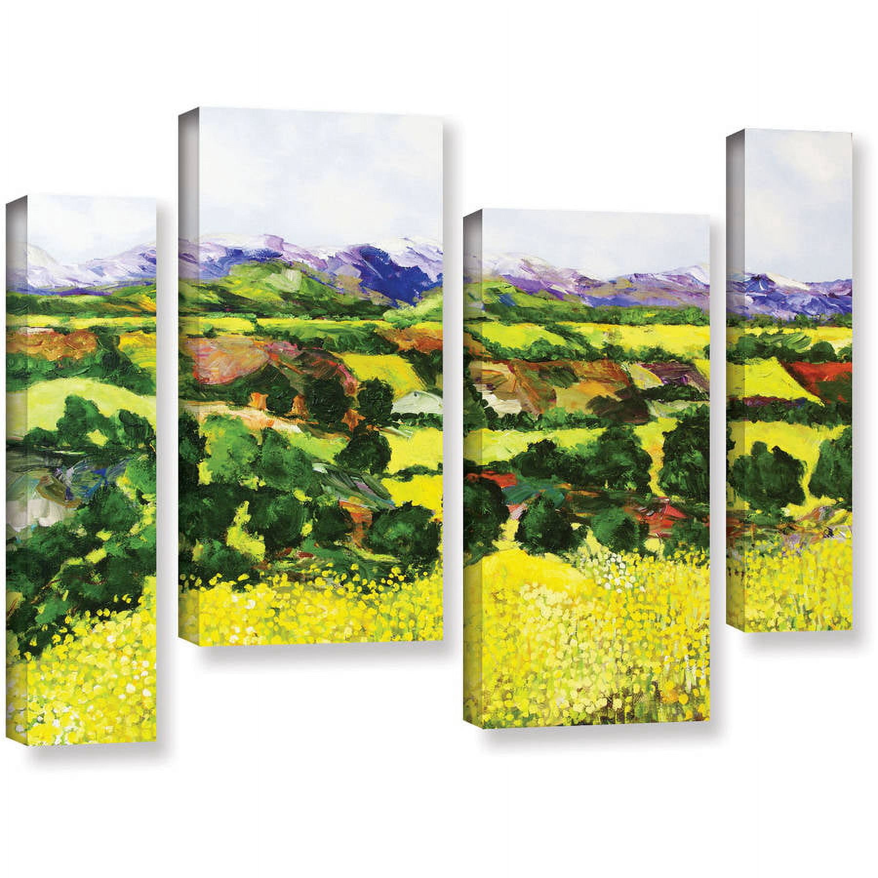 ArtWall Allan Friedlander "Yellow Weeds" 4-Piece Gallery-wrapped Canvas Staggered Set