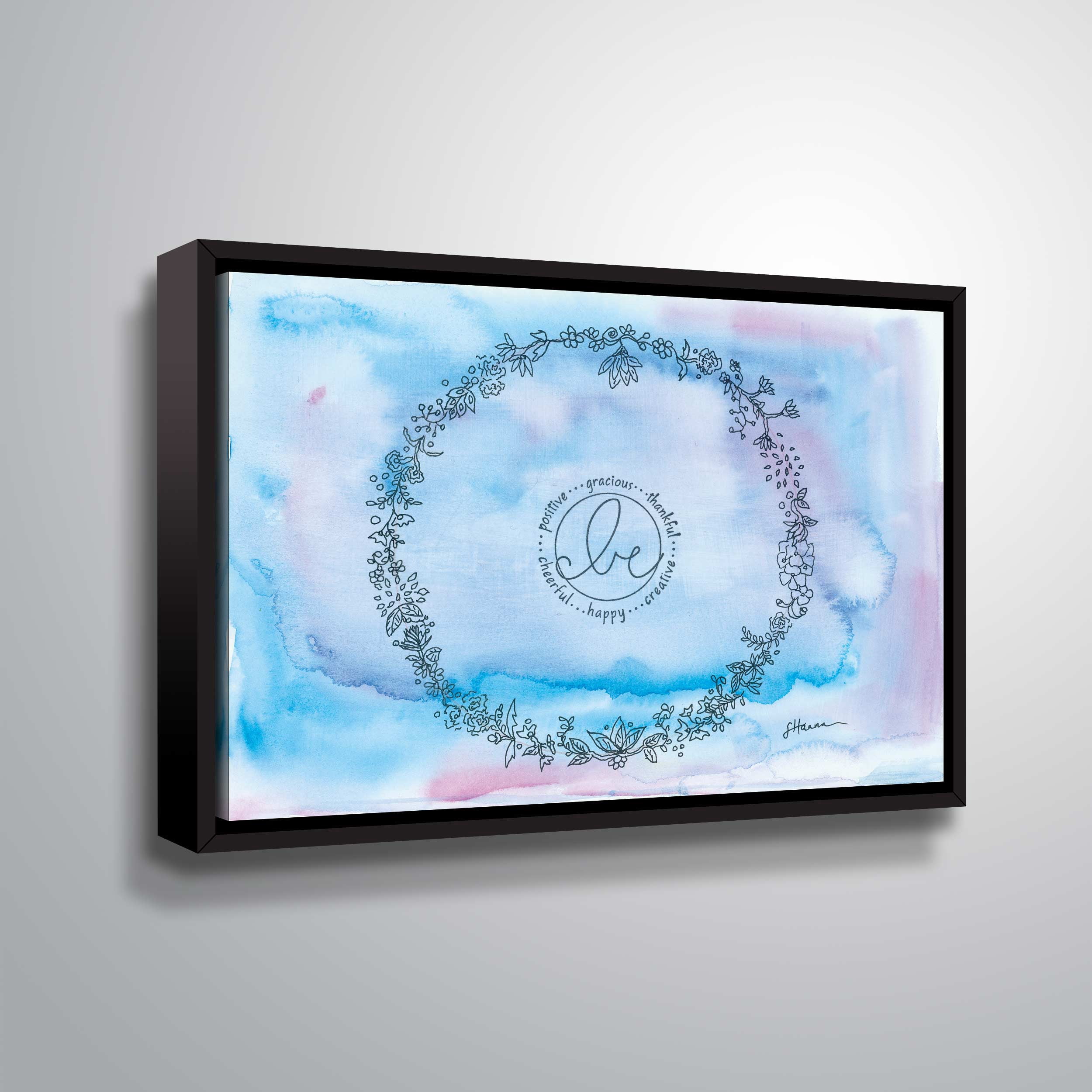 ArtWall Be-tie-dyed wreath, Gallery Wrapped Floater-framed Canvas by Lorri Hanna