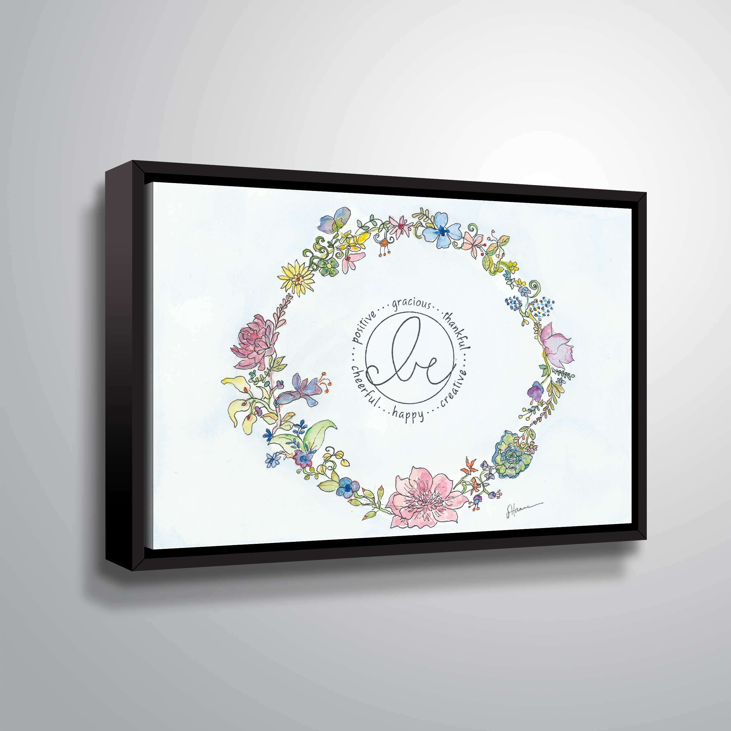 ArtWall Be wreath, Gallery Wrapped Floater-framed Canvas by Lorri Hanna