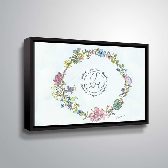 ArtWall Be wreath, Gallery Wrapped Floater-framed Canvas by Lorri Hanna