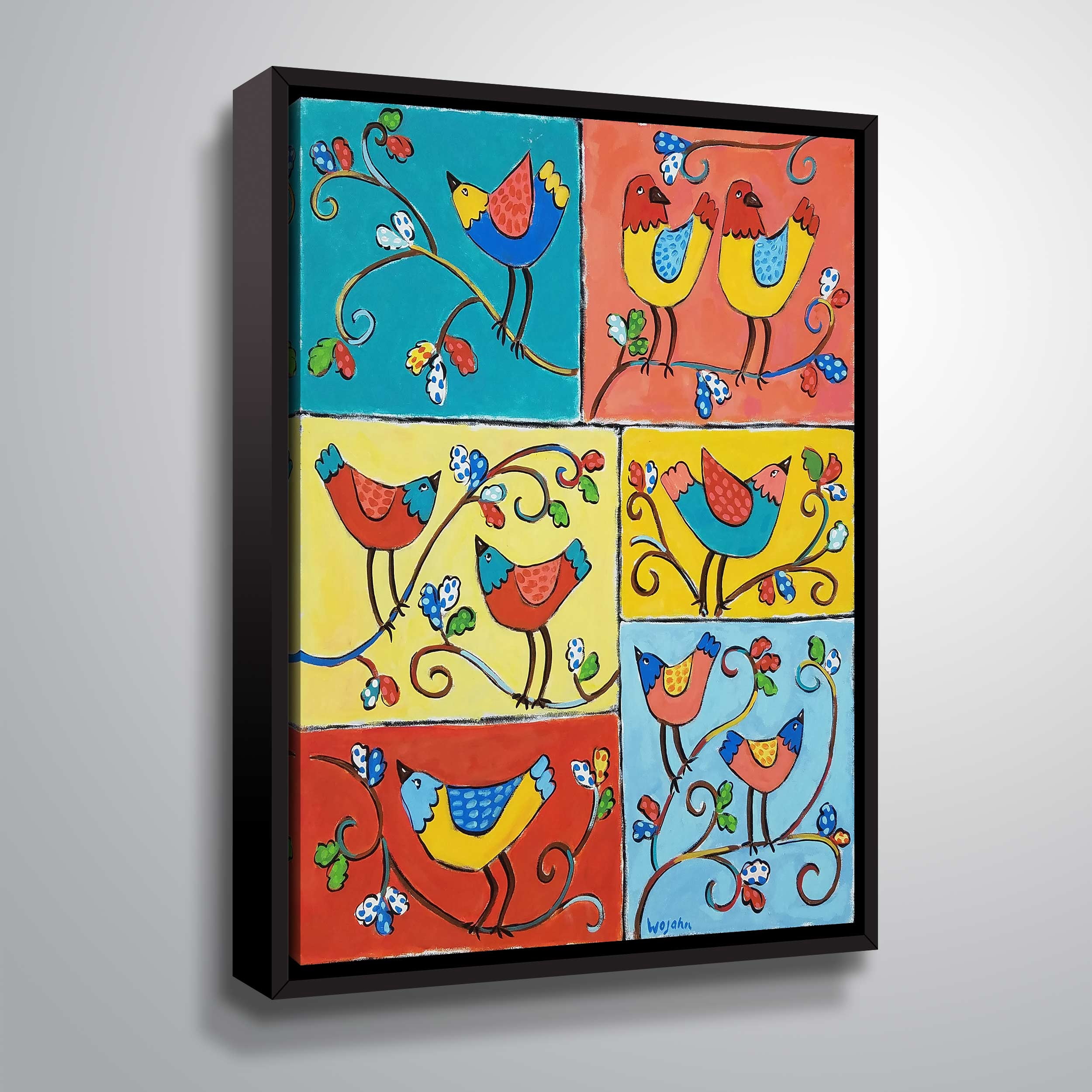 ArtWall Bird Stories, Gallery Wrapped Floater-framed Canvas by Holly Wojahn