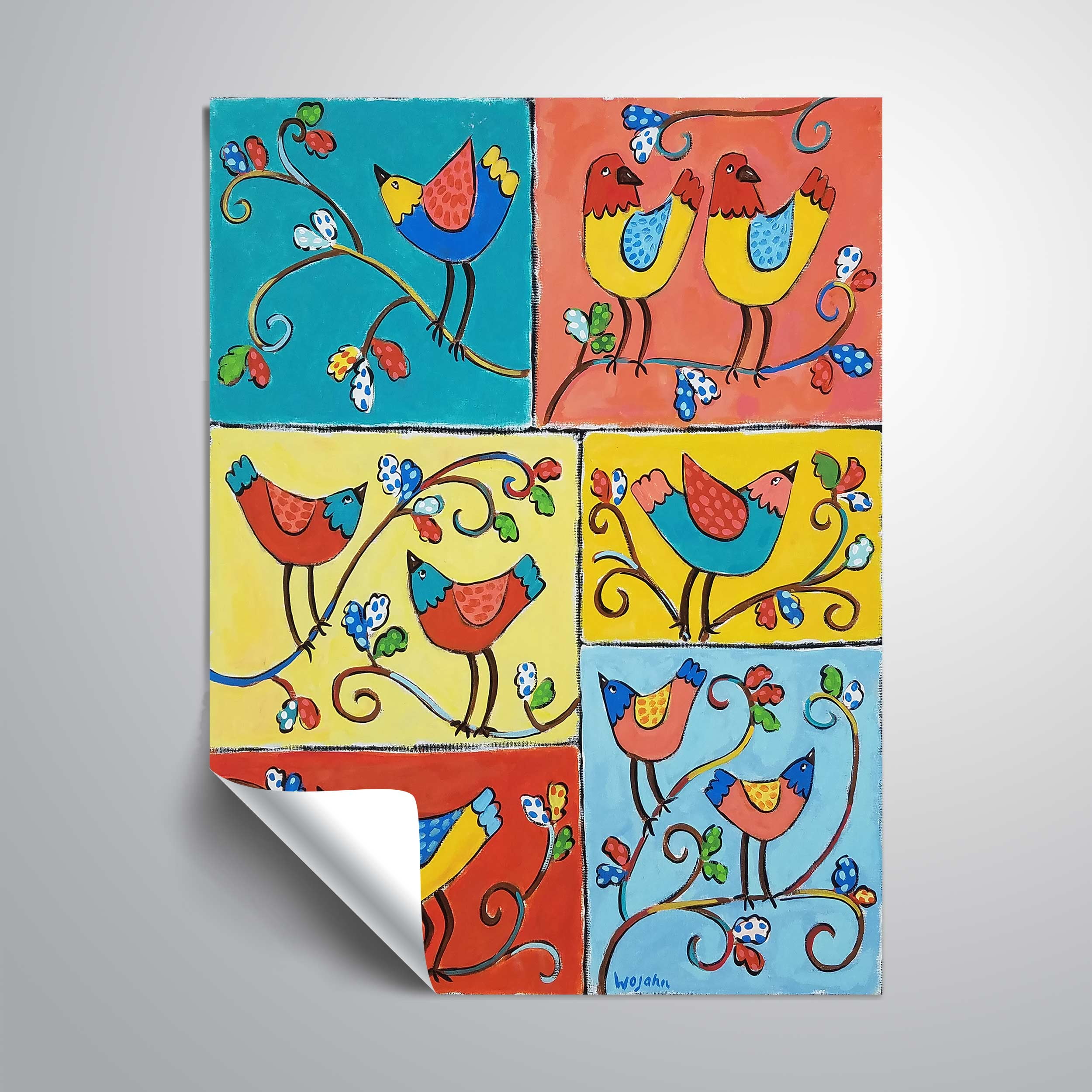 ArtWall Bird Stories, Removable Wall Art Mural by Holly Wojahn
