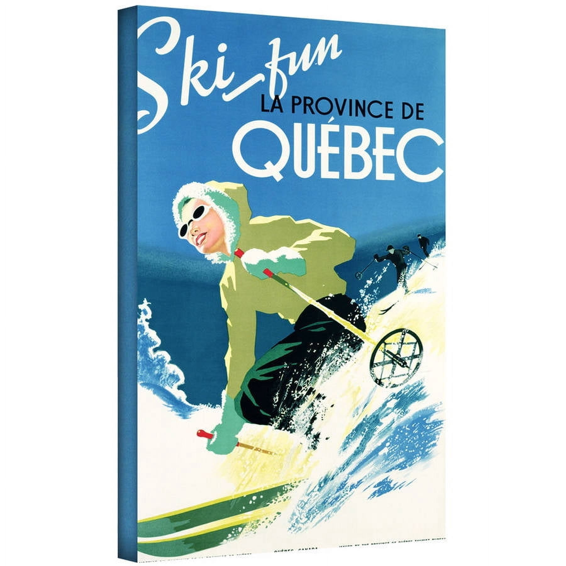 ArtWall Canadian School (20Th Century) "Poster Advertising Skiing Holidays In Quebec, C.1938 " Gallery-Wrapped Canvas