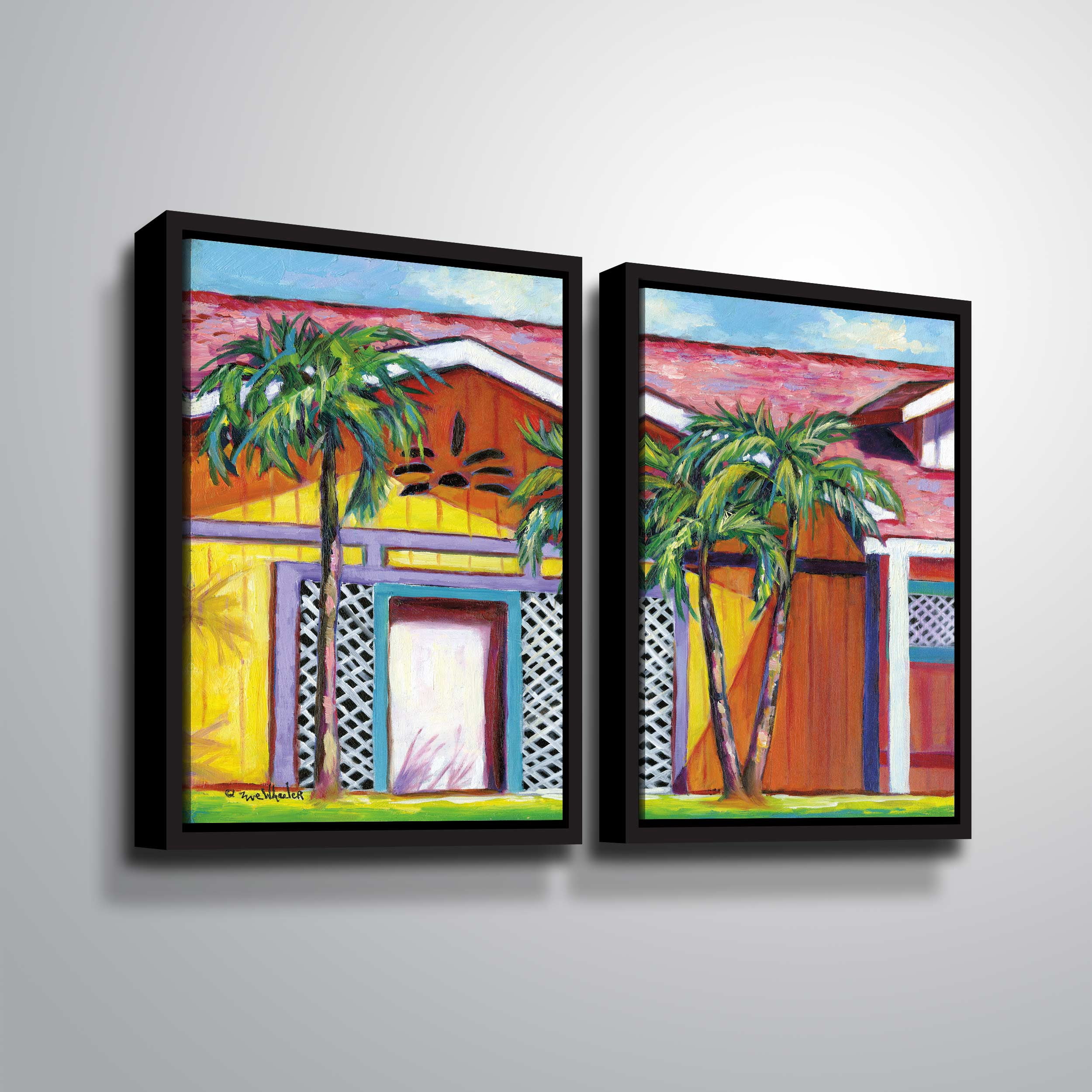 ArtWall Cayman colors, 2 Piece Floater Framed Canvas Set by Eve Wheeler