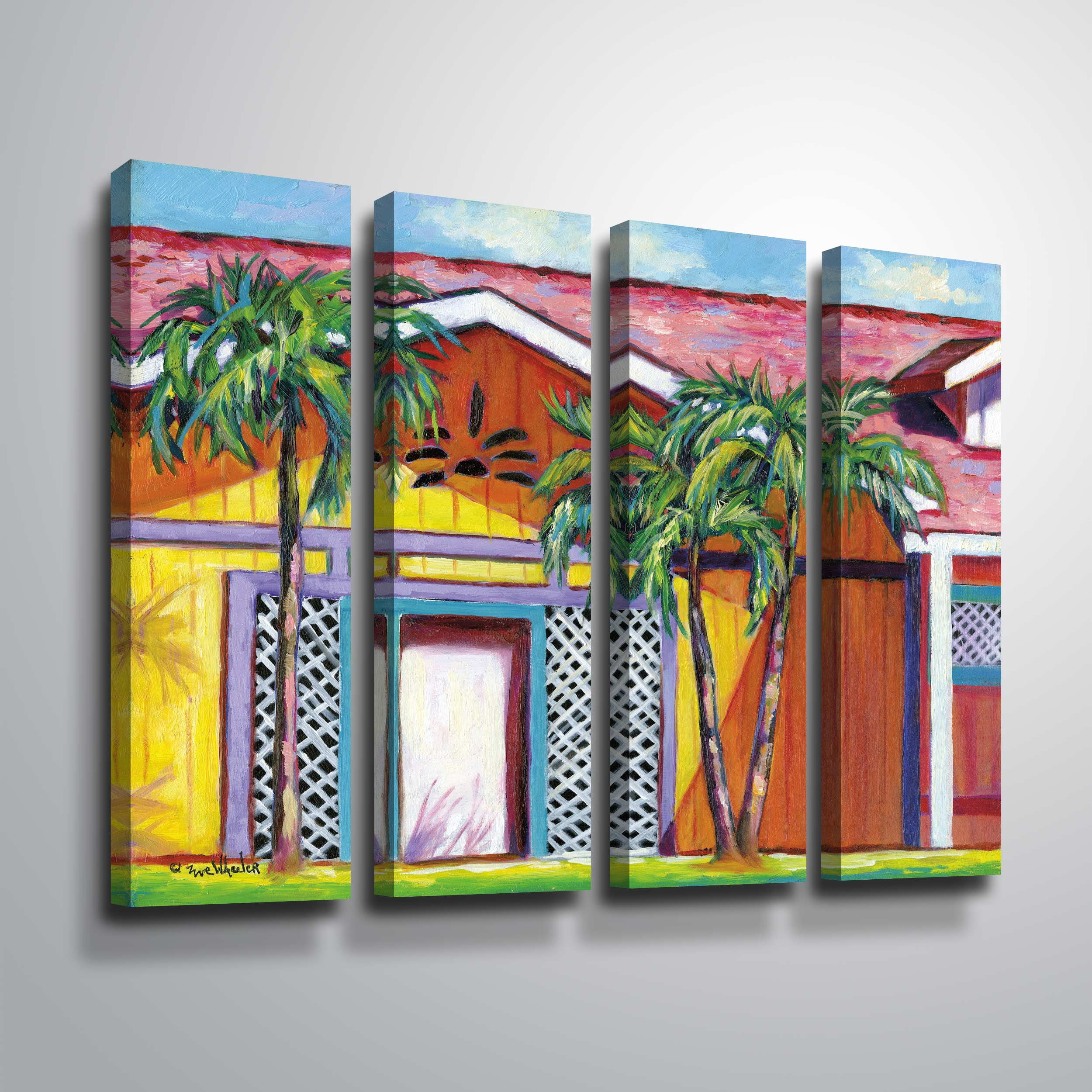ArtWall Cayman colors, 4 Piece Gallery Wrapped Canvas Set by Eve Wheeler
