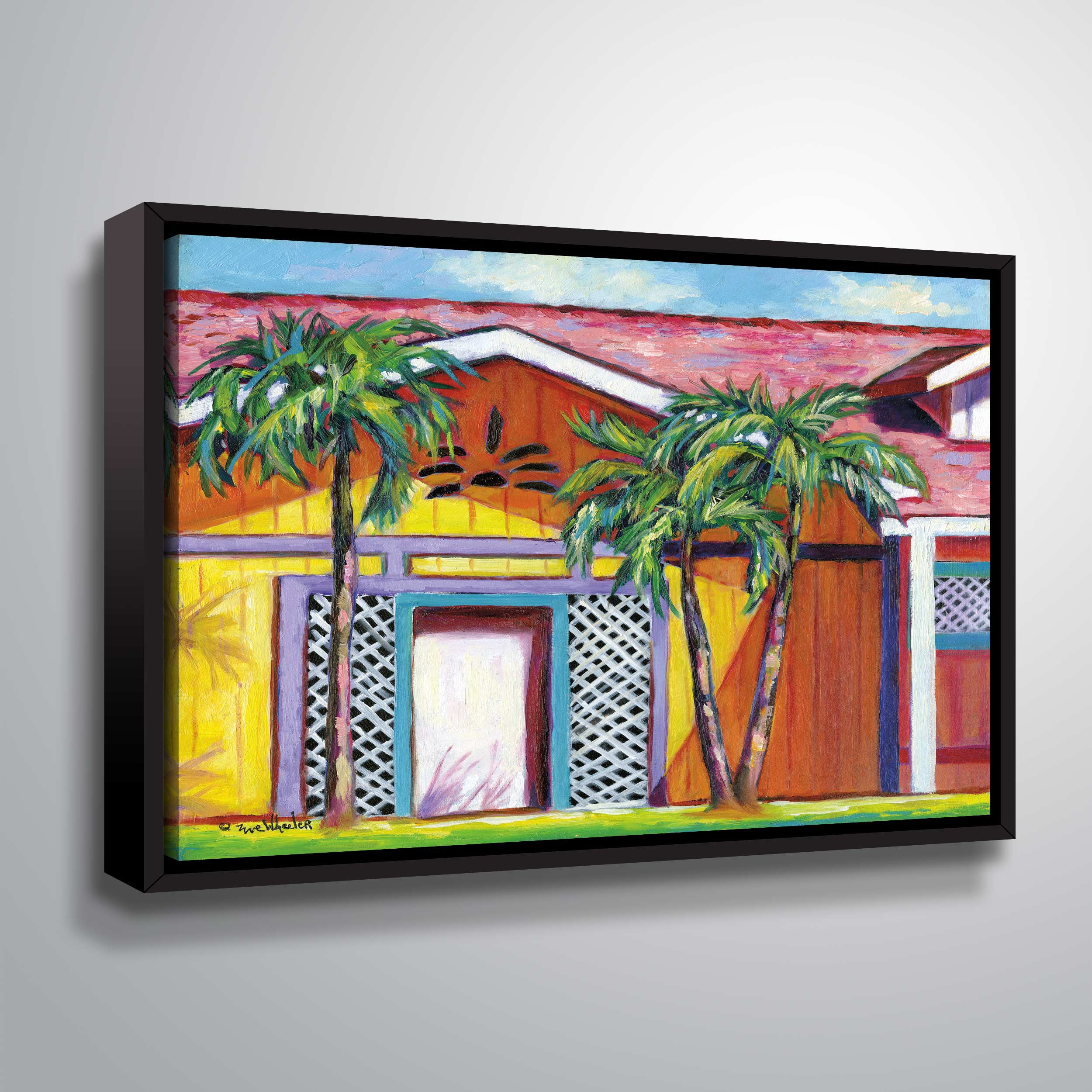ArtWall Cayman colors, Gallery Wrapped Floater-framed Canvas by Eve Wheeler