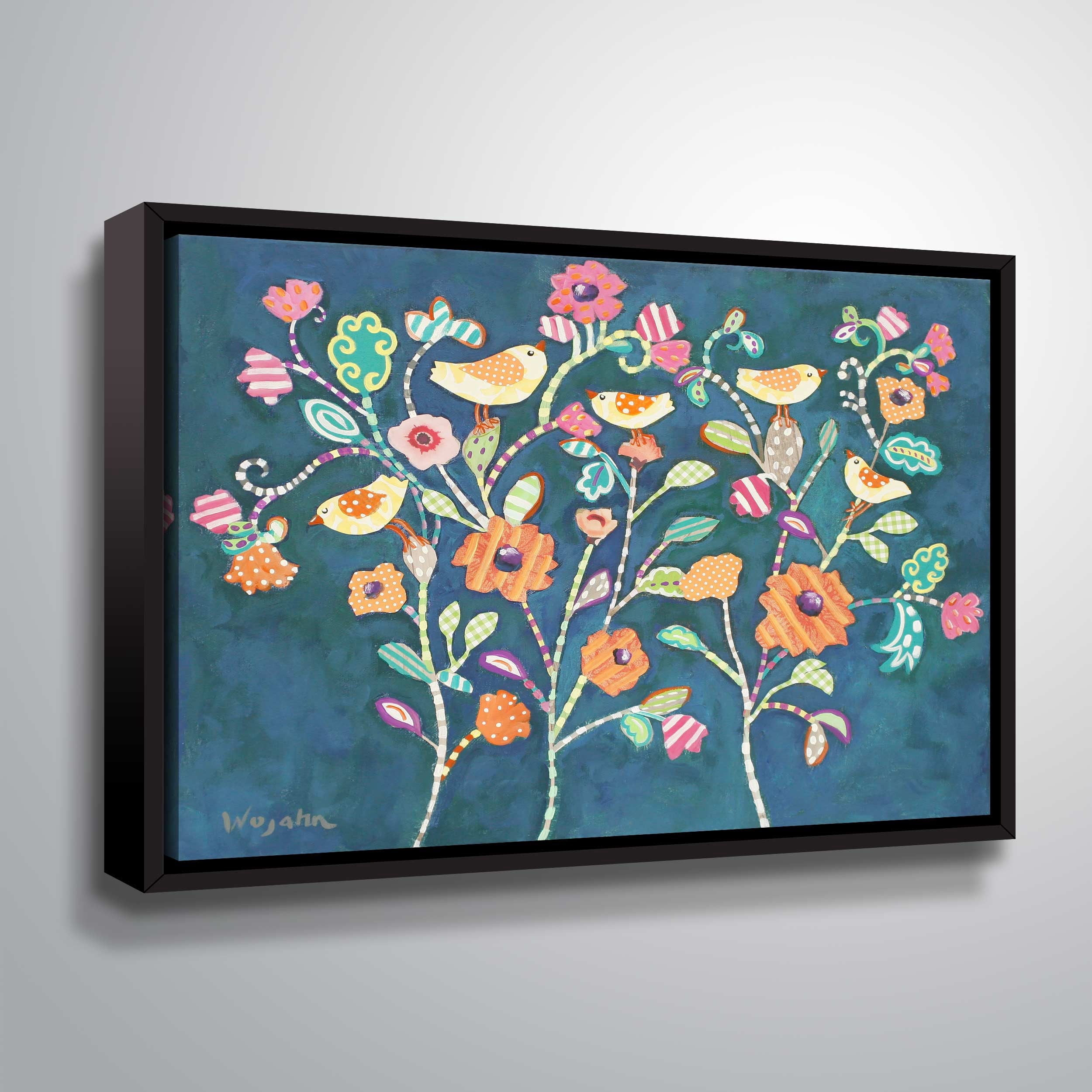 ArtWall Chirps in a Flower Bed, Gallery Wrapped Floater-framed Canvas by Holly Wojahn