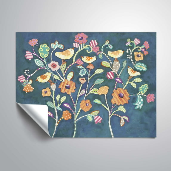 ArtWall Chirps in a Flower Bed, Removable Wall Art Mural by Holly Wojahn