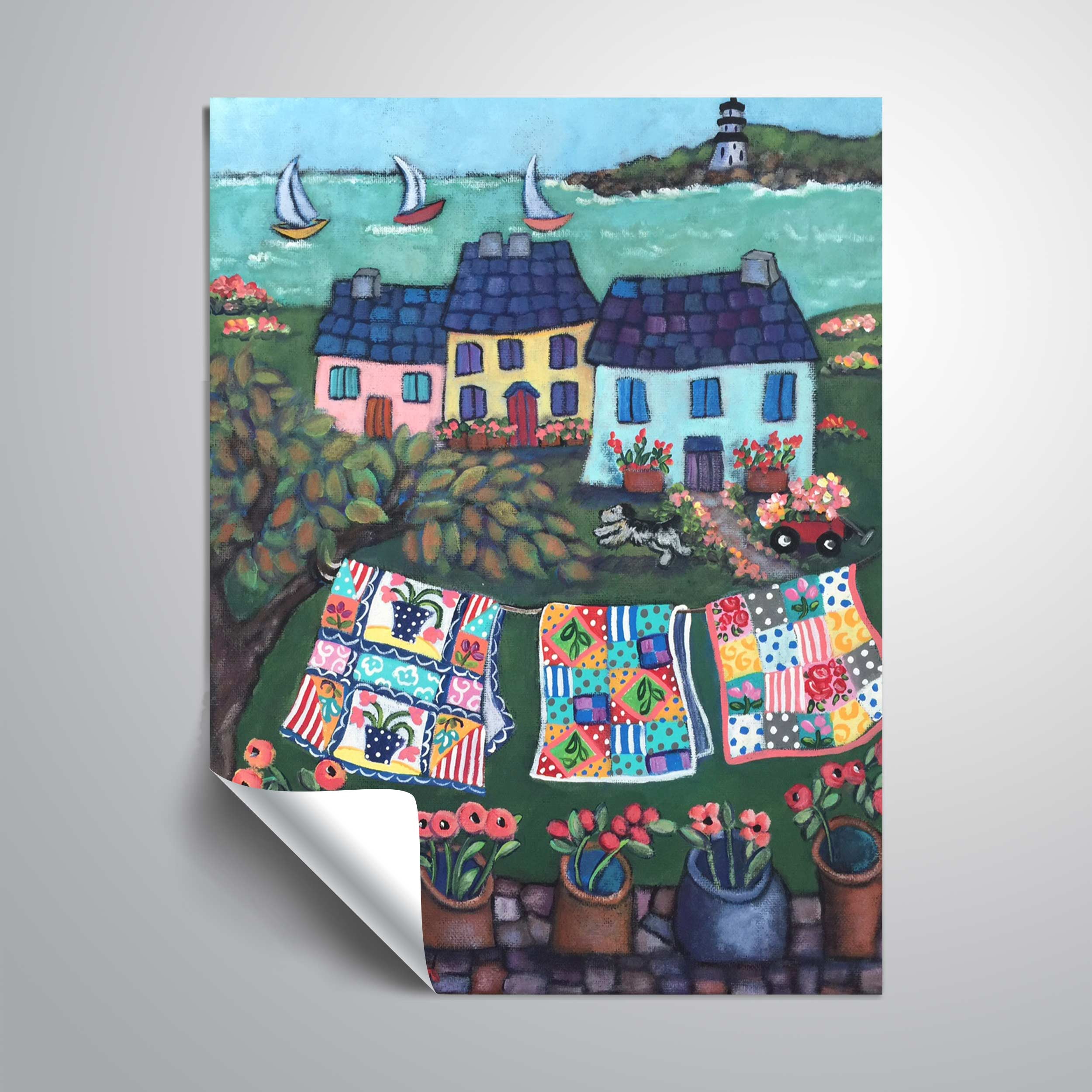 ArtWall Cottages and Quilts, Removable Wall Art Mural by Holly Wojahn