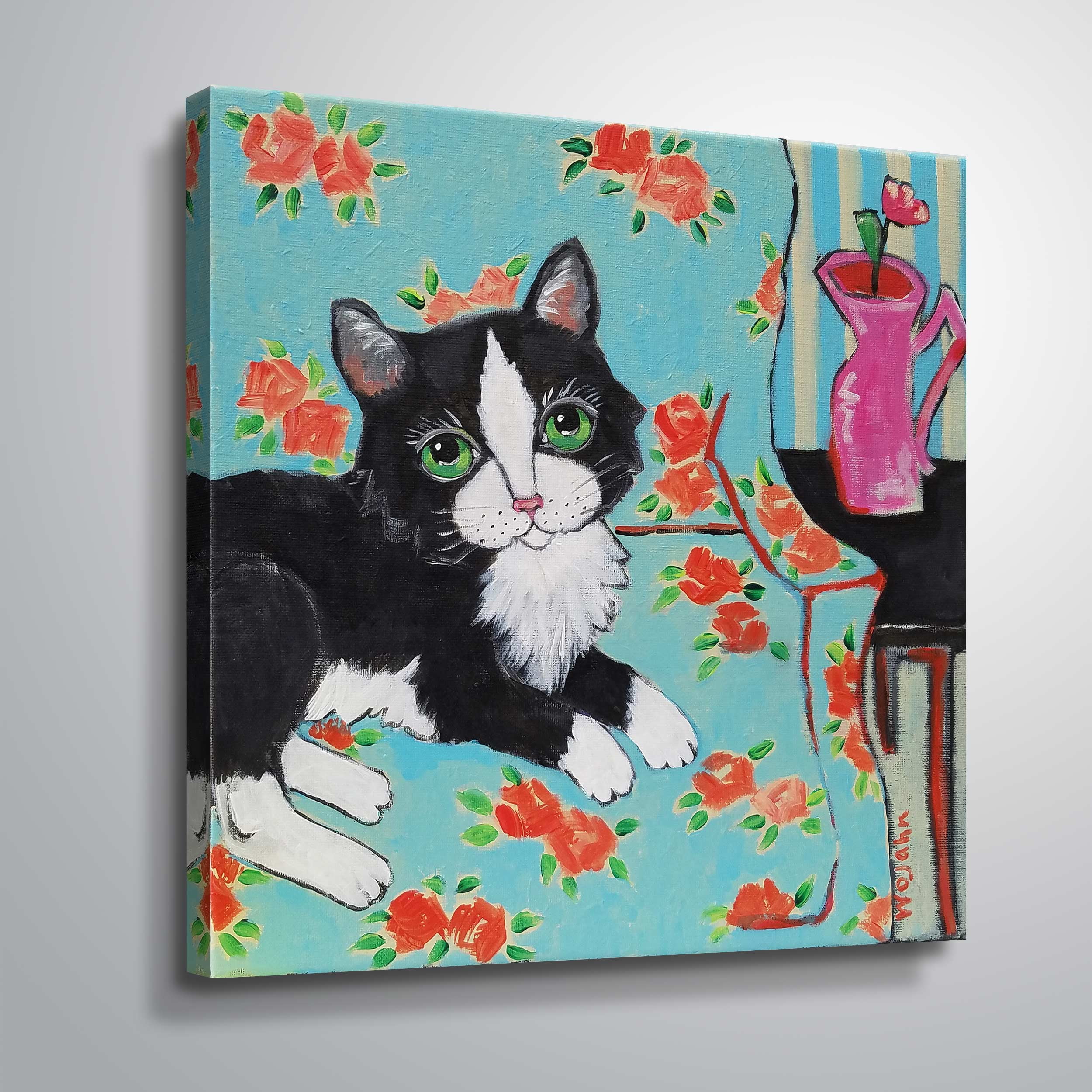 ArtWall Couch Cat, Gallery Wrapped Canvas by Holly Wojahn