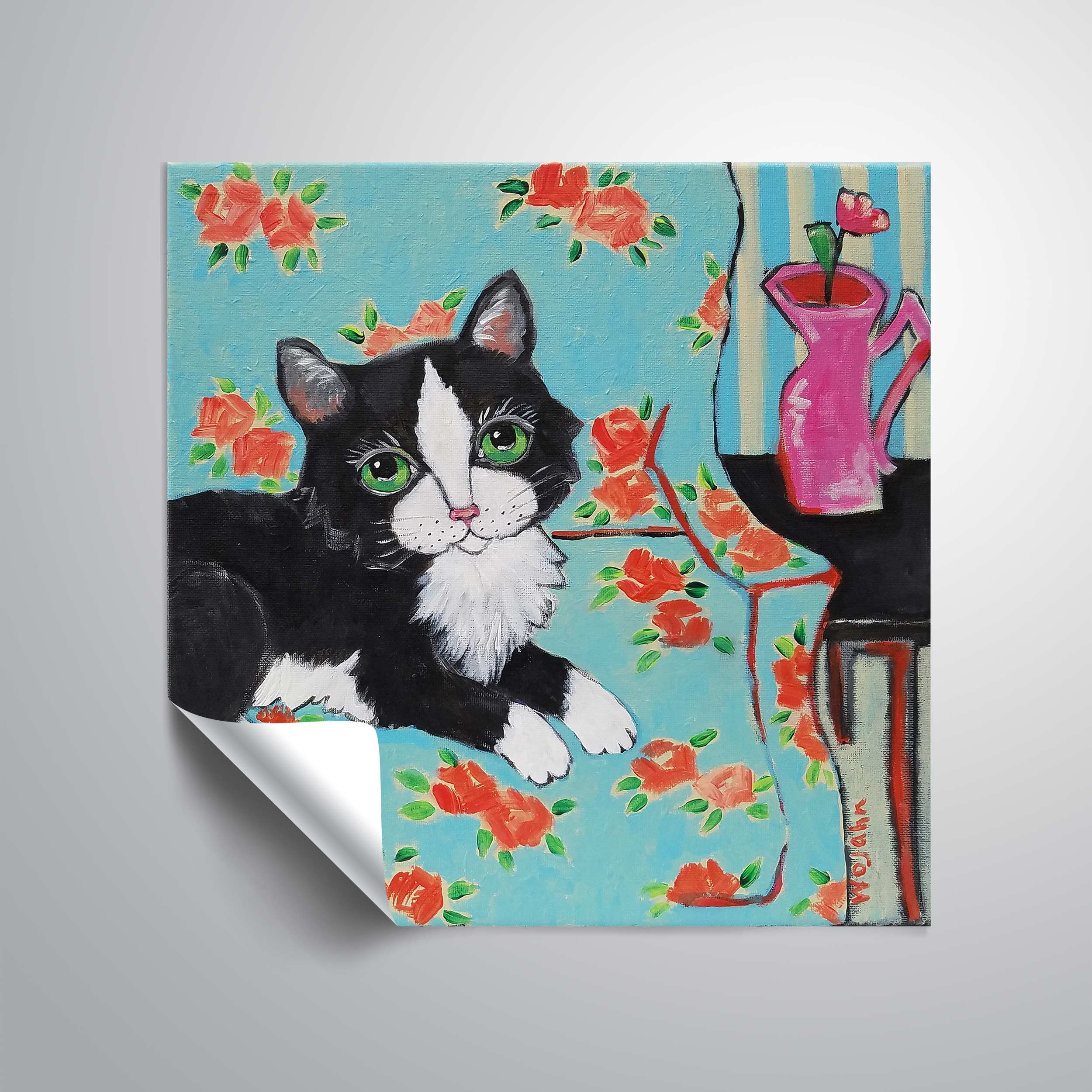 ArtWall Couch Cat, Removable Wall Art Mural by Holly Wojahn