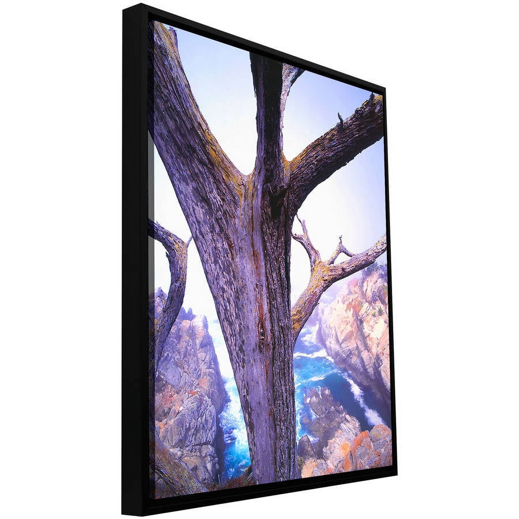 ArtWall Dean Uhlinger "Morning Fog And Cypress" Floater Framed Gallery-Wrapped Canvas