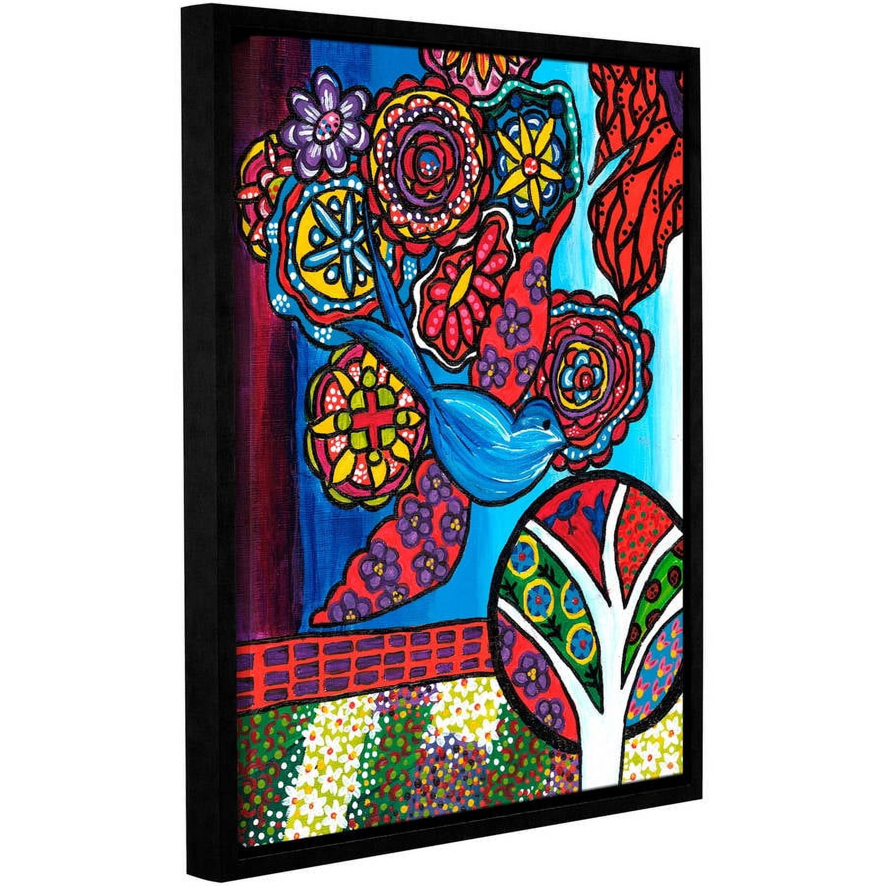 ArtWall Debra Purcell "Blue Bird" Gallery-Wrapped Floater-Framed Canvas