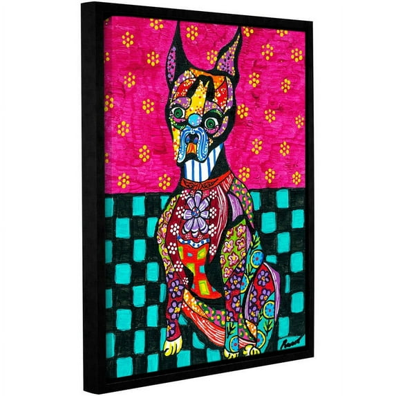 ArtWall Debra Purcell "Boston Terrier" Gallery-Wrapped Floater-Framed Canvas