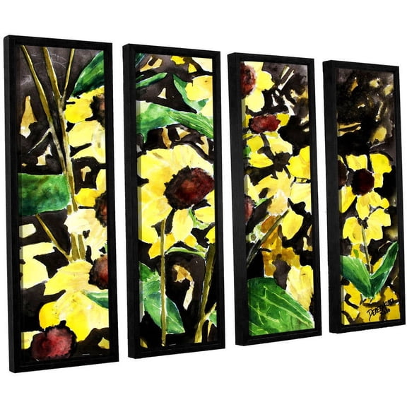 ArtWall Derek Mccrea "Black Eyed Susan" 4-Piece Floater-framed Canvas Set