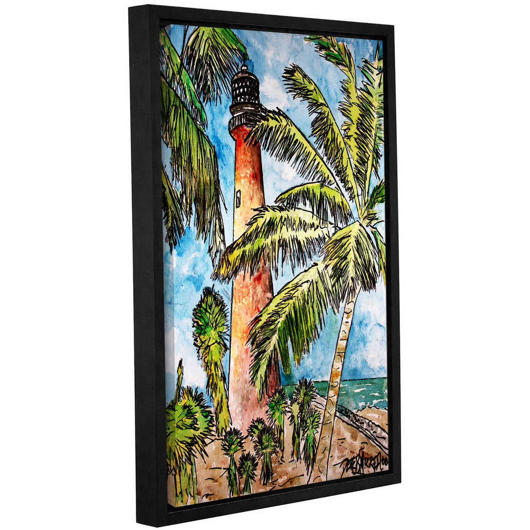 ArtWall Derek Mccrea "Cape Florida Lighthouse" Gallery-wrapped Floater-framed Canvas