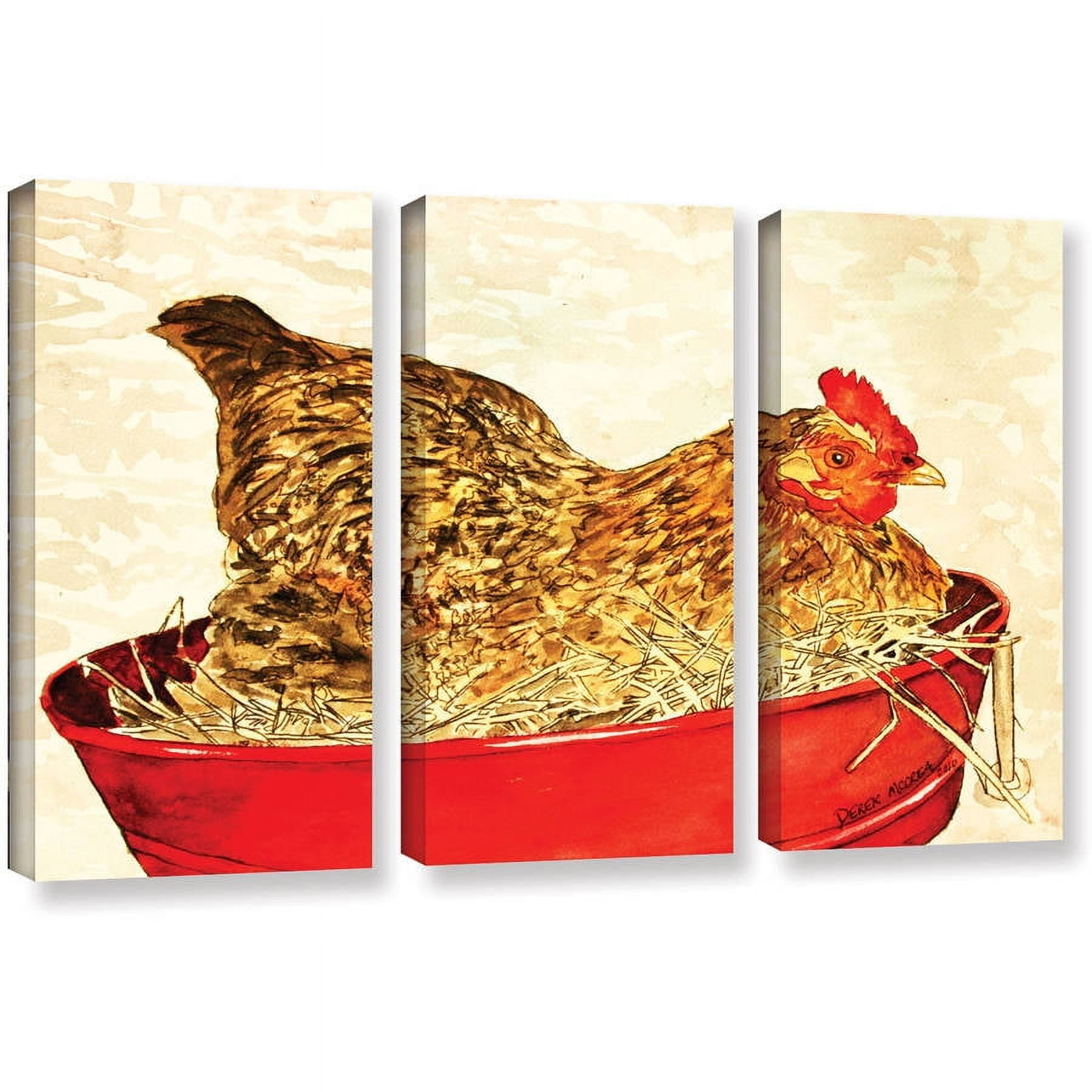 ArtWall Derek Mccrea "Hen" 3-Piece Gallery-wrapped Canvas Set