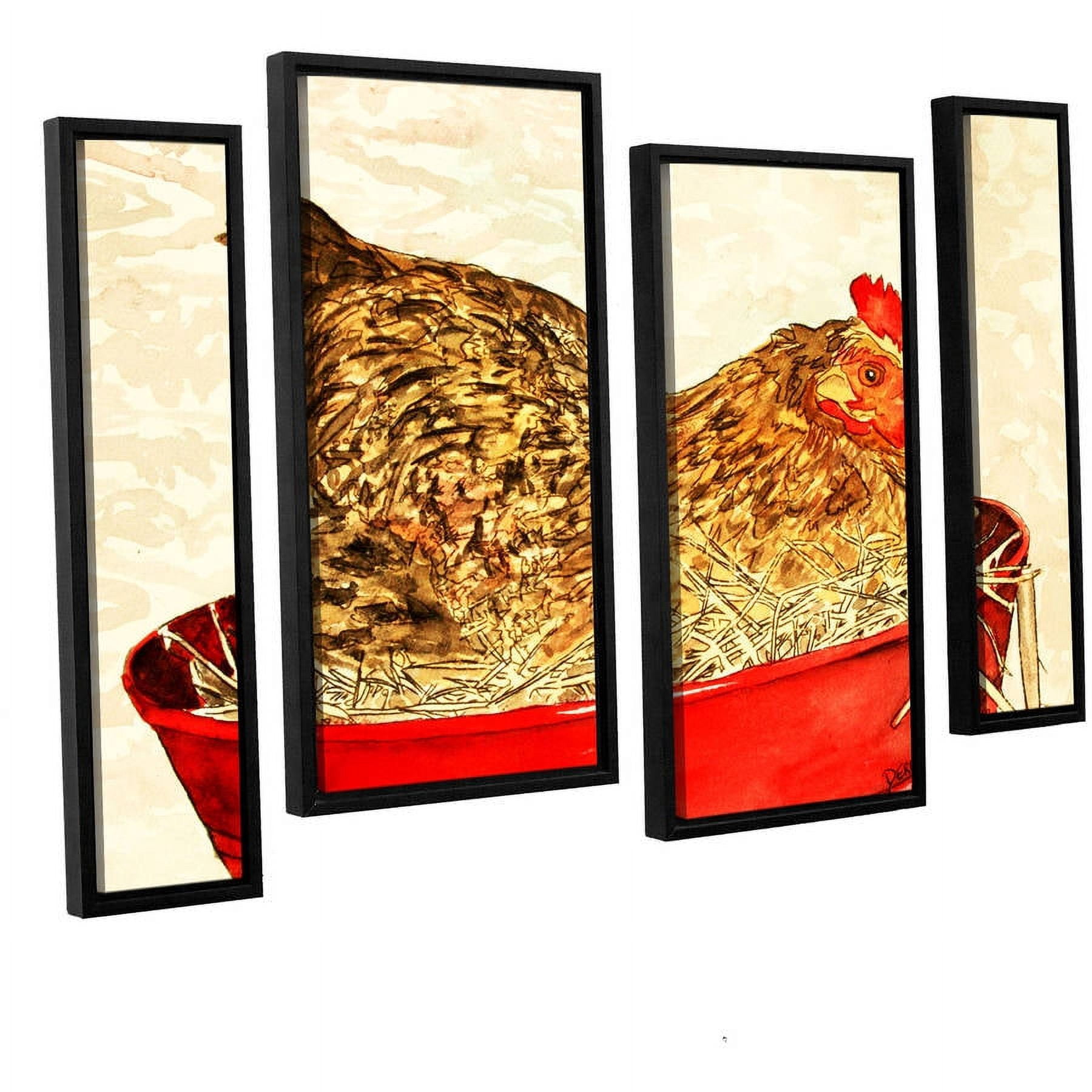 ArtWall Derek Mccrea "Hen" 4-Piece Floater-framed Canvas Staggered Set