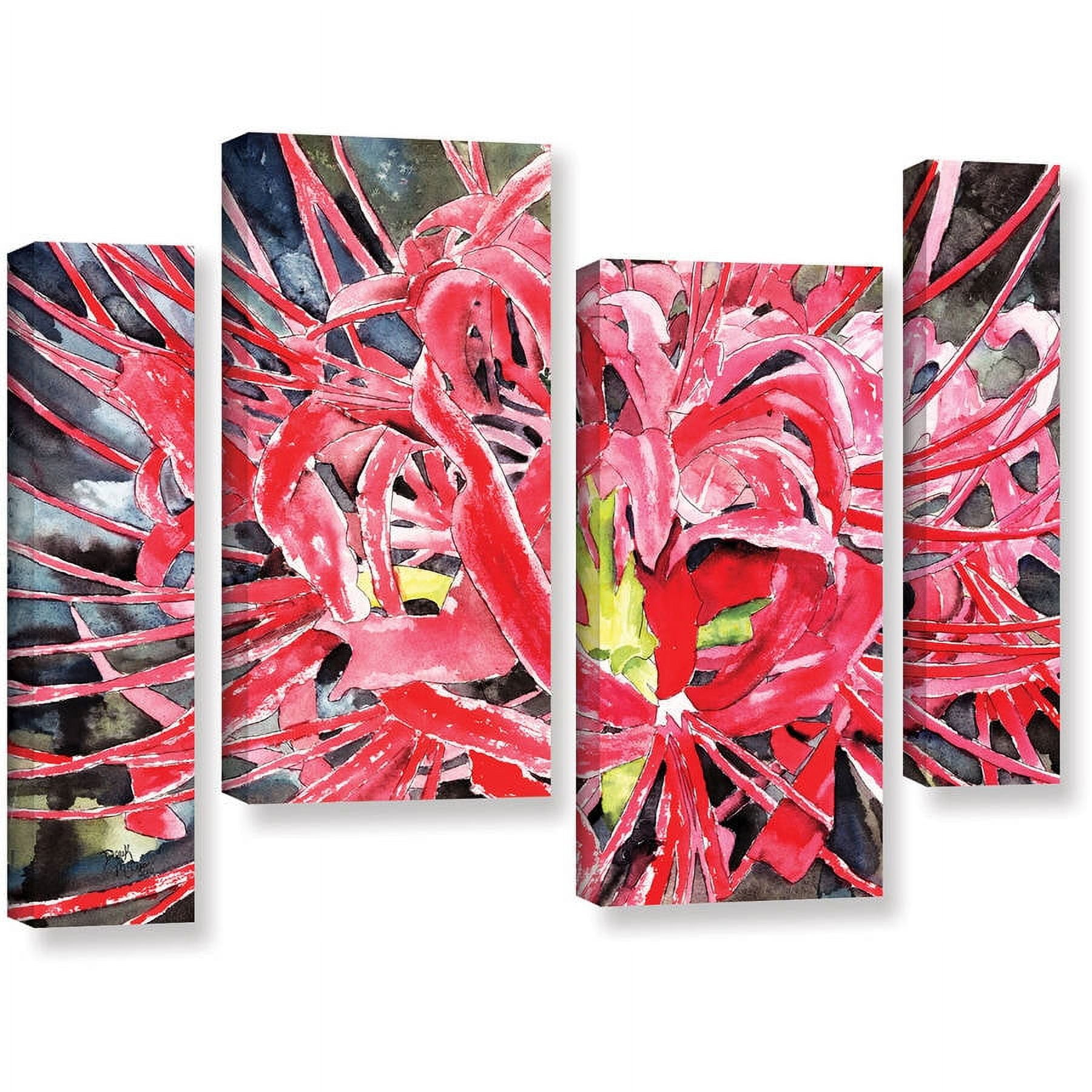 ArtWall Derek Mccrea "Red Spider Lily" 4-Piece Gallery-wrapped Canvas Staggered Set