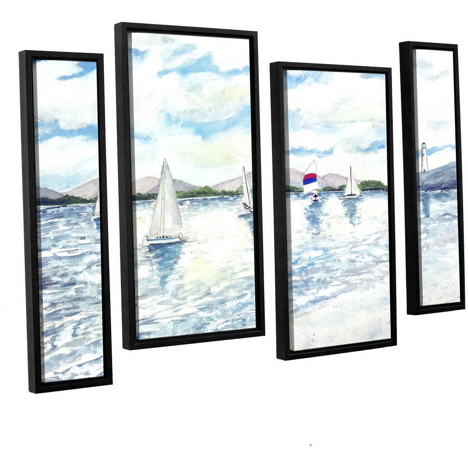 ArtWall Derek Mccrea "Sailboats 2" 4-Piece Floater-framed Canvas Staggered Set