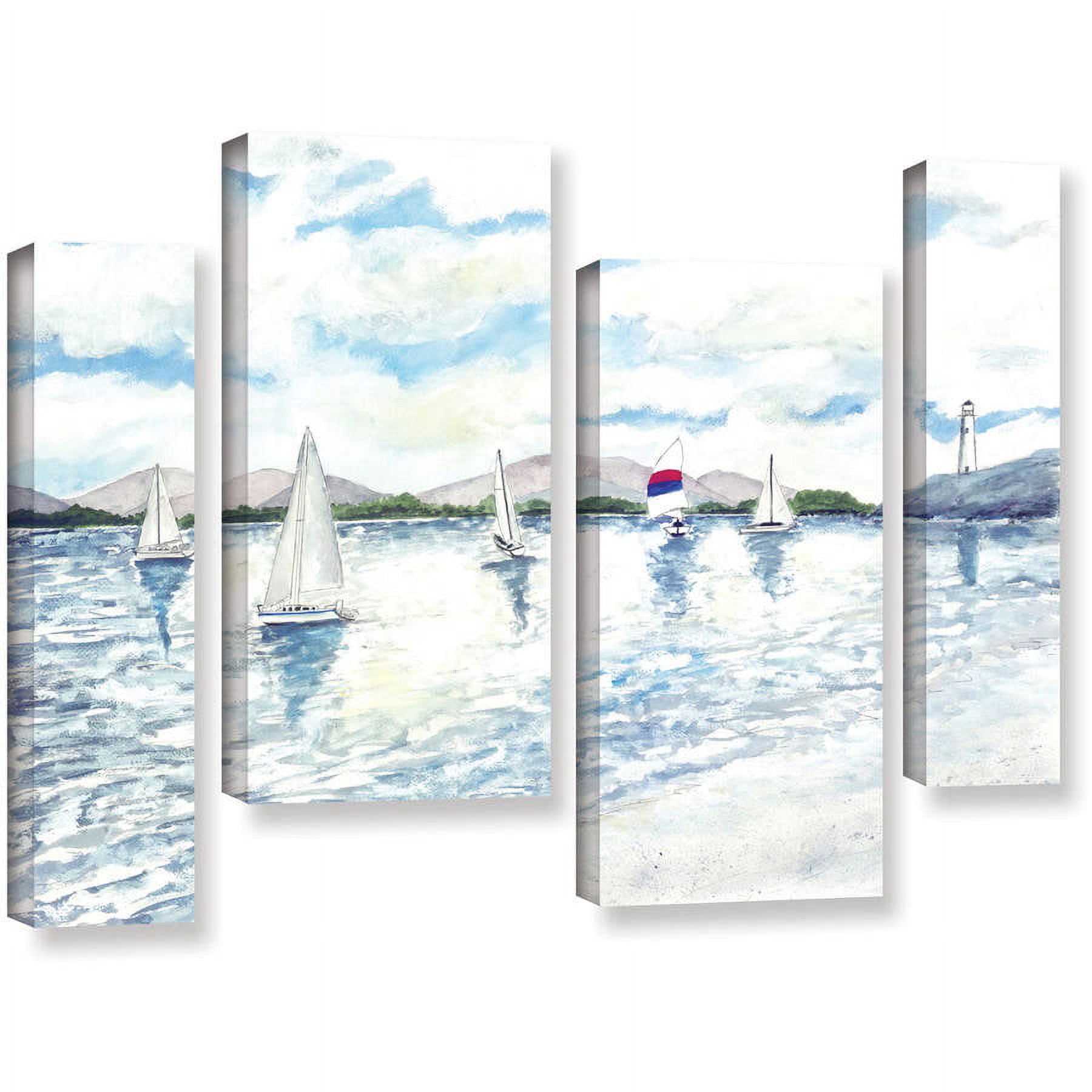 ArtWall Derek Mccrea "Sailboats 2" 4-Piece Gallery-wrapped Canvas Staggered Set