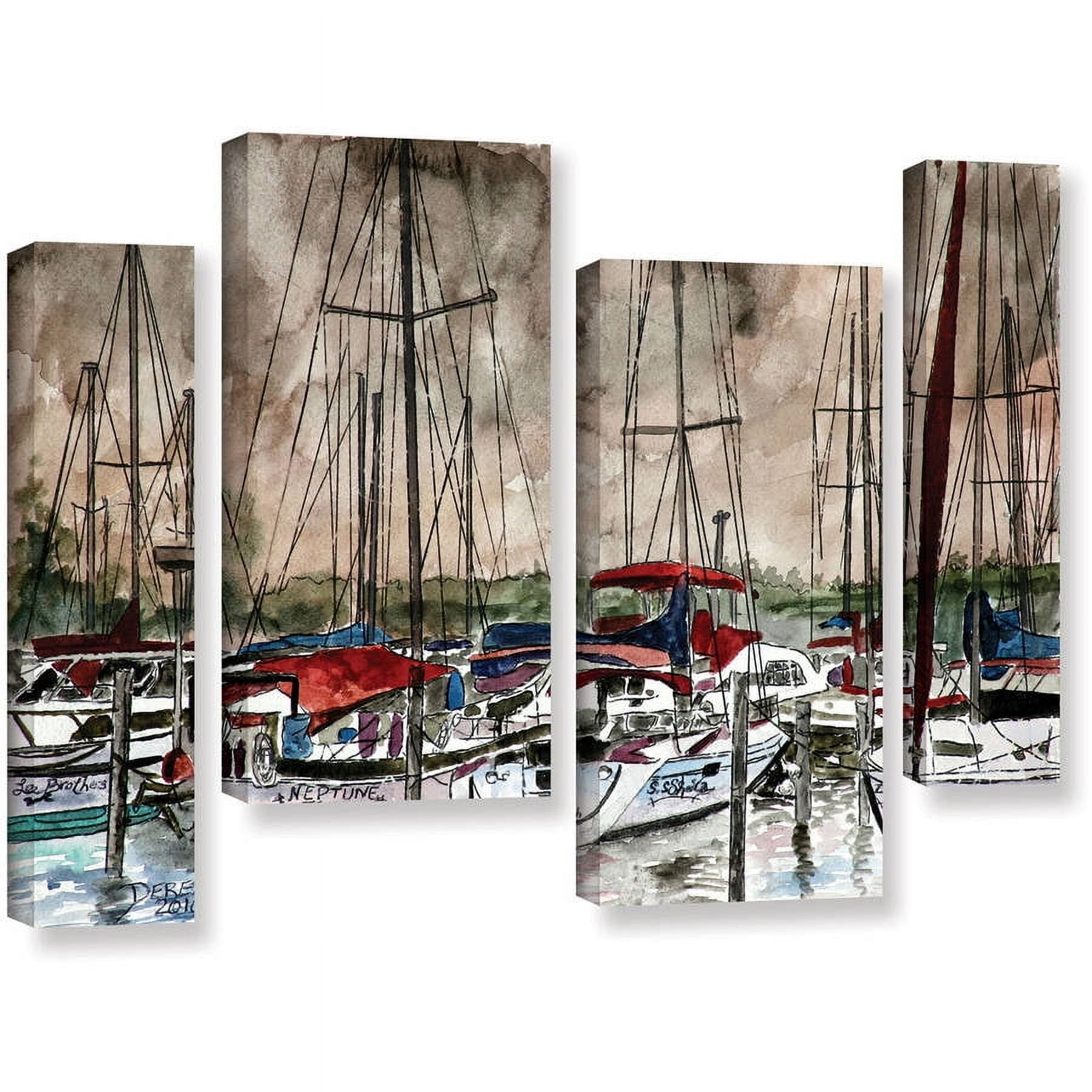 ArtWall Derek Mccrea "Sailboats" 4-Piece Gallery-wrapped Canvas Staggered Set