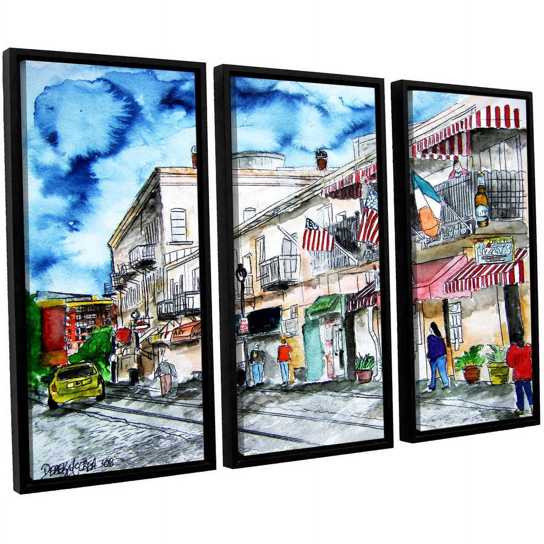 ArtWall Derek Mccrea "Savannah River Street" 3-Piece Floater-framed Canvas Set