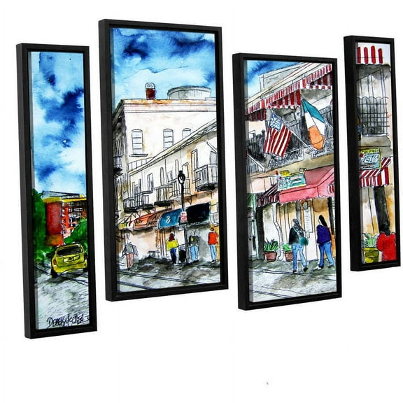 ArtWall Derek Mccrea "Savannah River Street" 4-Piece Floater-framed Canvas Staggered Set
