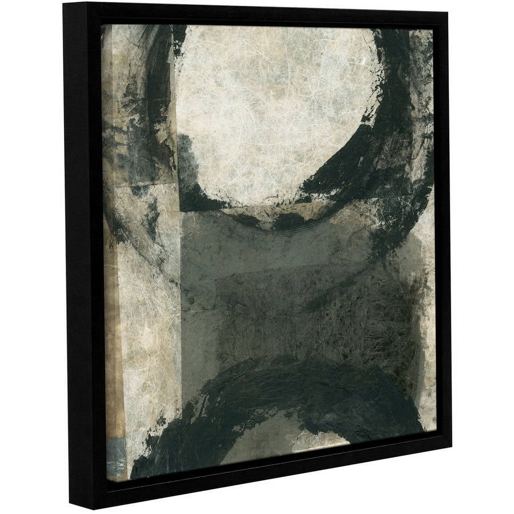 ArtWall Elena Ray "Abstract Gray With Black Circles" Gallery-wrapped Floater-framed Canvas
